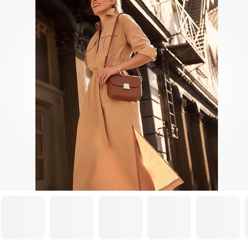 LOFT Camel Long Sleeve Dress